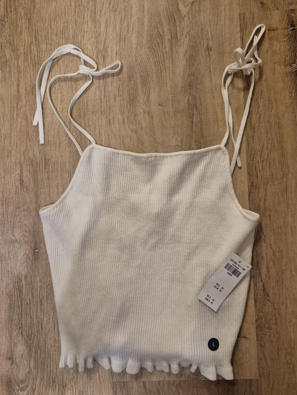 NwT Abercrombie And Fitch Knit Cream Tie Crop Top Size Latge
